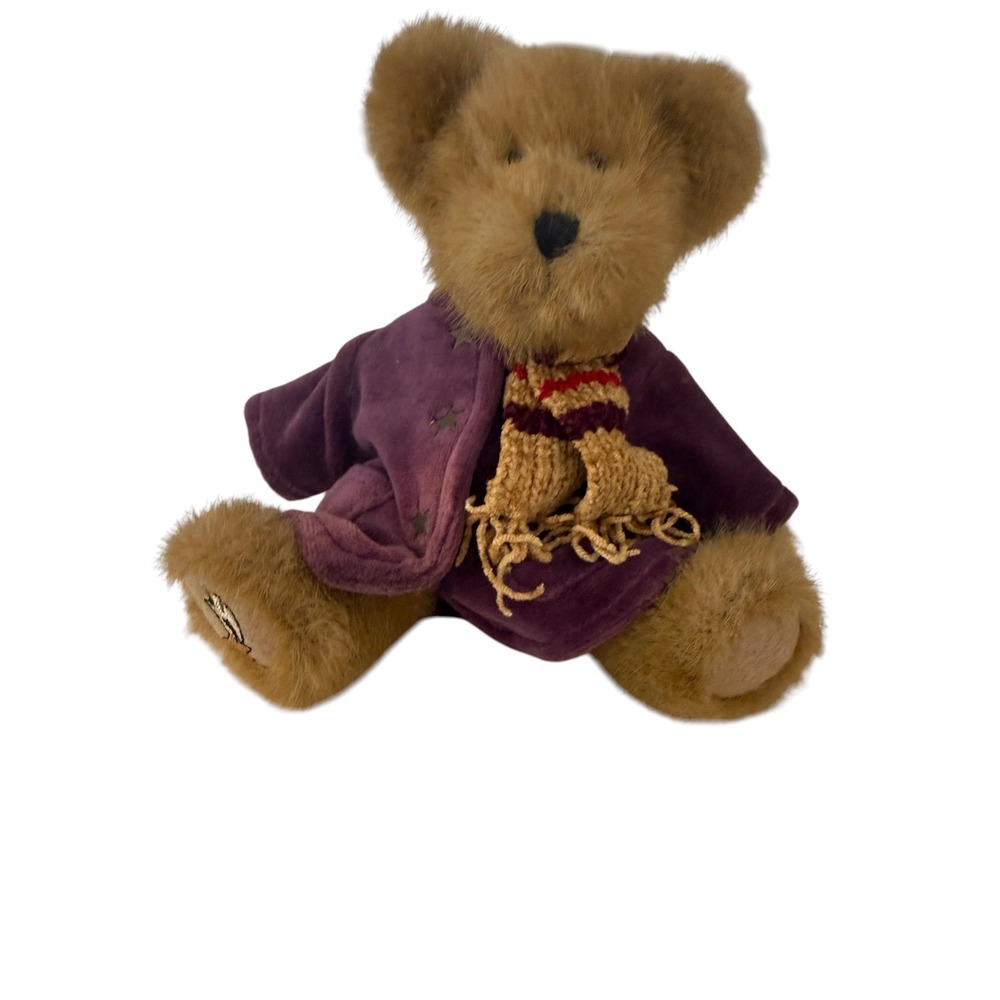 Boyds Bears Baxter T Birch Plush 2002 Purple Coat Scarf 9690HM NWT